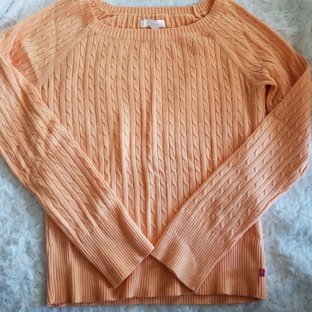 Aeropostale cable knit creamsicle orange color sweater, Sz L.